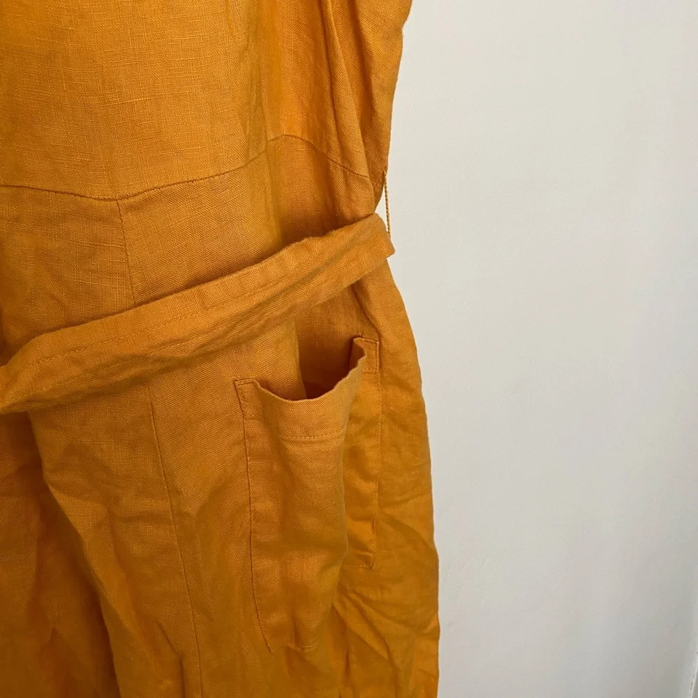 ☀️EVERLANE Square Neck 100% Linen Jumpsuit in Marigold